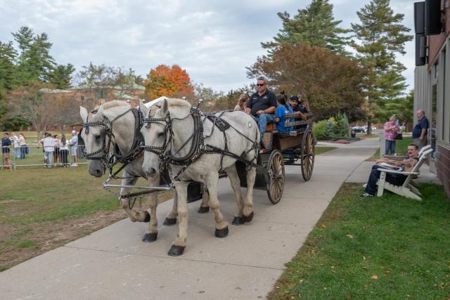 Horse and carriage rides at Family Weekend.